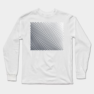 Wavy Lines Black And White Long Sleeve T-Shirt